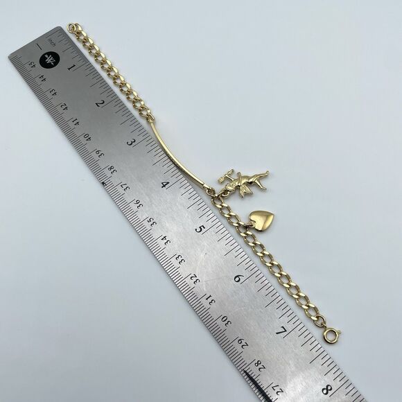 Speidel Ladies Gold Tone Chain Charm Bracelet Cupid Heart Love Valentines - Picture 5 of 5